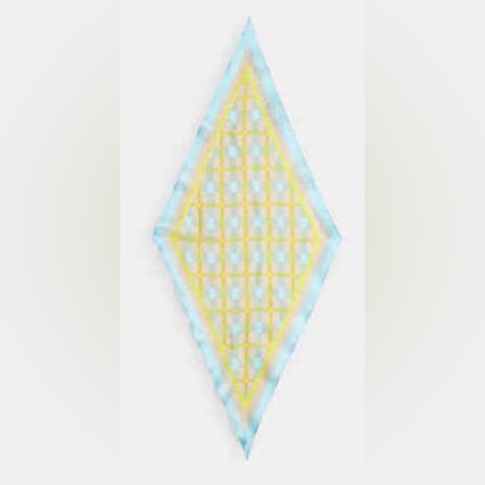 Coach 🆕 Maude Plaid Print blue Silk Diamond Scarf